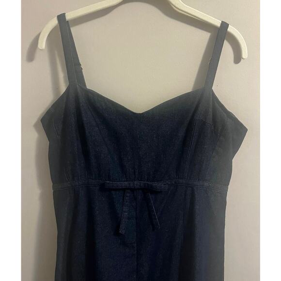 Kate Spade Dark Blue Denim Bow-waist Full Skirt Dress Womens sz. 14 - Picture 10 of 13